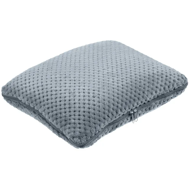 Плед-подушка из длинноворсового флиса, 95×170 см, 300 г/м², арт. 16761, серый, на белом фоне